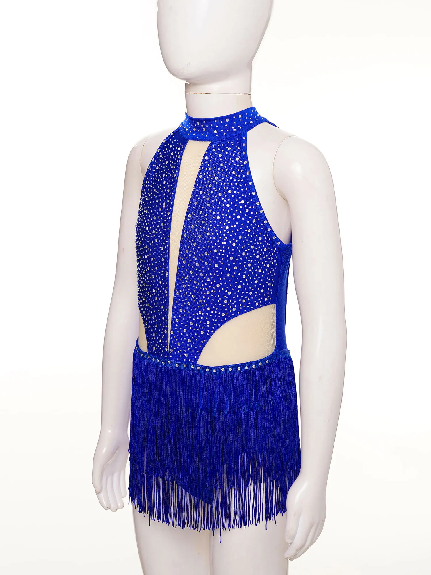 Crianças meninas brilhante strass ginástica artística patinação artística traje ballet camisa desempenho lírico vestidos de dança latina