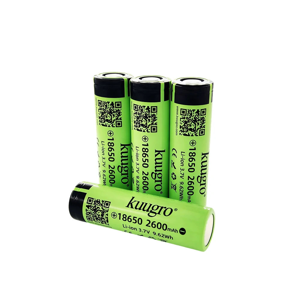 

Аккумулятор Kuugro 18650, 2600 мАч, 3.7В, литий-ионный, перезаряжаемый, взрывозащищенный, с низким саморазрядом, для фонарей и налобных фонарей