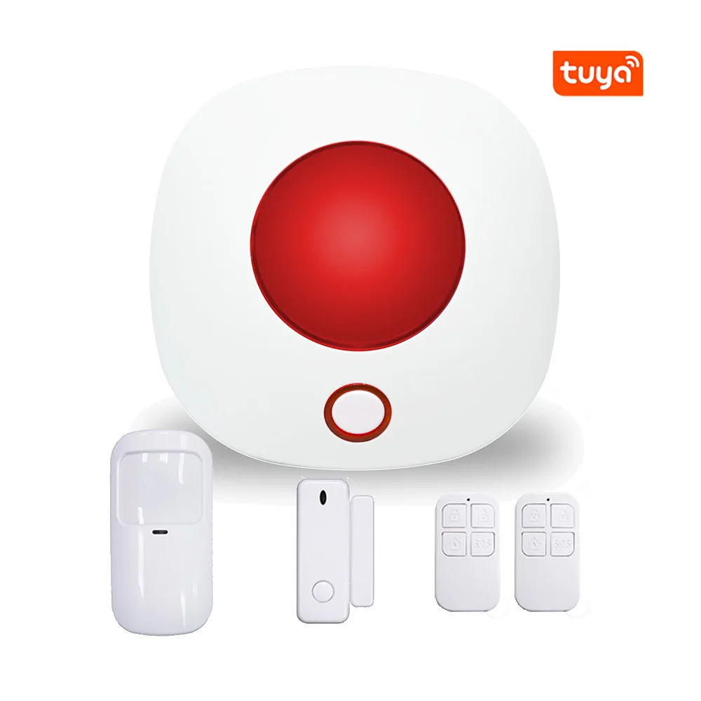 1Set Eu Plug Wireless Strobe Siren RF433MHz And 2.4G WiFi Gateway Tuya Smart Life APP Push Door Open Alarm Movement Detector