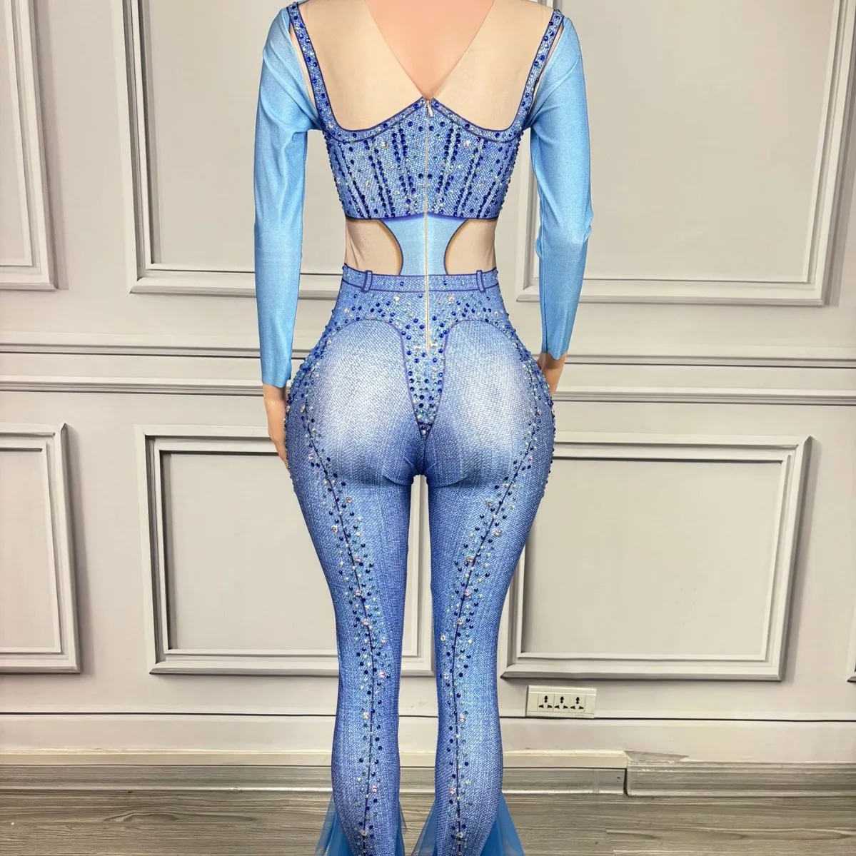 コスチューム ナイトクラブ バー ガール フルダイヤモンド ピンク ロンパース シンガー ダンス チーム ガールズ グループ パフォーマンス ドレス パフォーマンス衣装