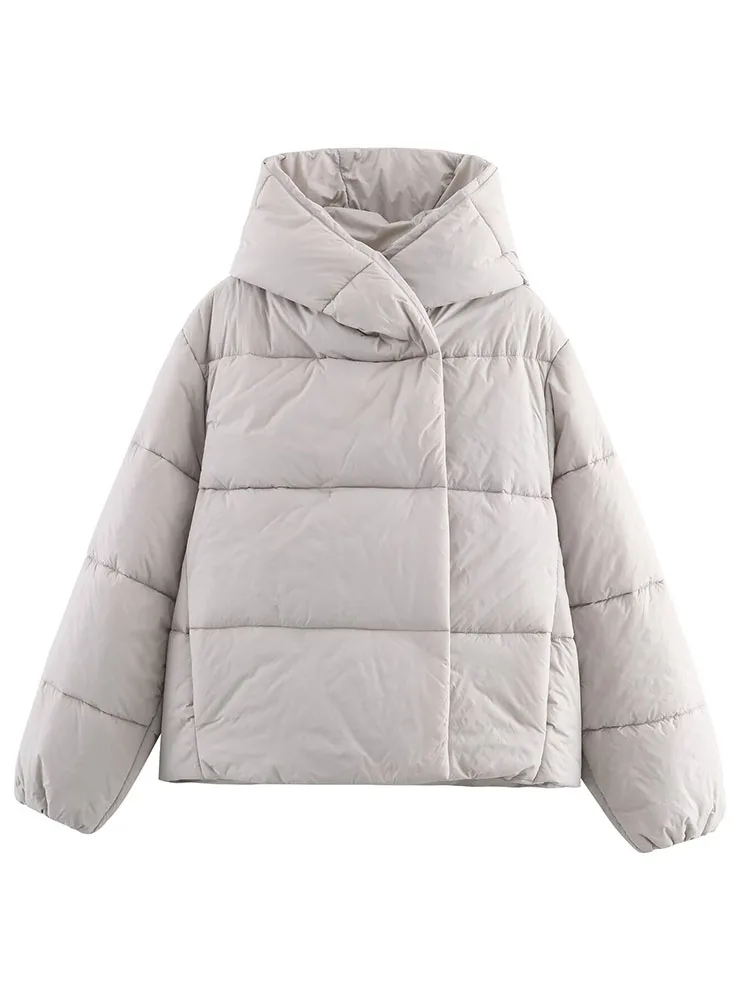 

HH New Woman Winter Versatile Long Sleeves Hidden Buckle Hooded Waterproof Cotton Jacket Female Casual Warm Loose Cotton Clothes