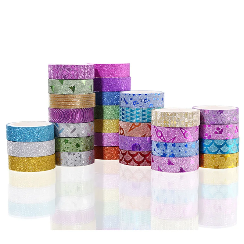 10PCS Glitter Glitter Pattern Washi Tape Adhesive Sticker Hand Diary Stickers Masking Tape Decorative Christmas DIY Crafts #3