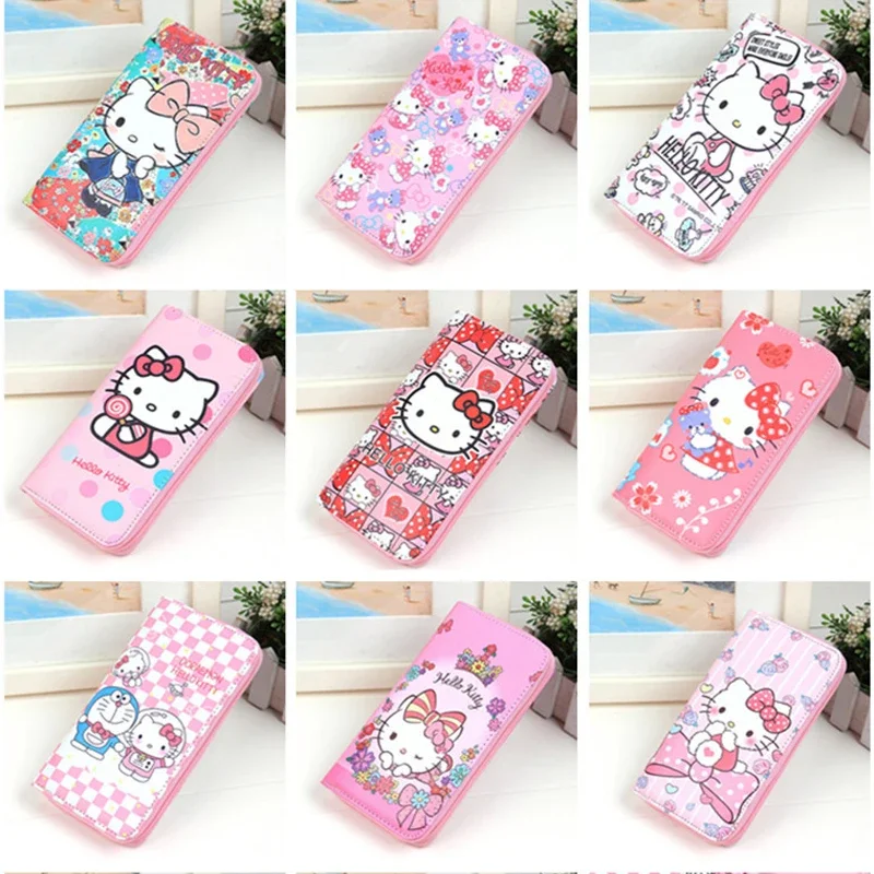 Sanrio Hello Kitty Theme Series Women\'s Long Wallet Cartoon PU High Capacity Coin Purse ID Card Bag Compartment Girls Wallet