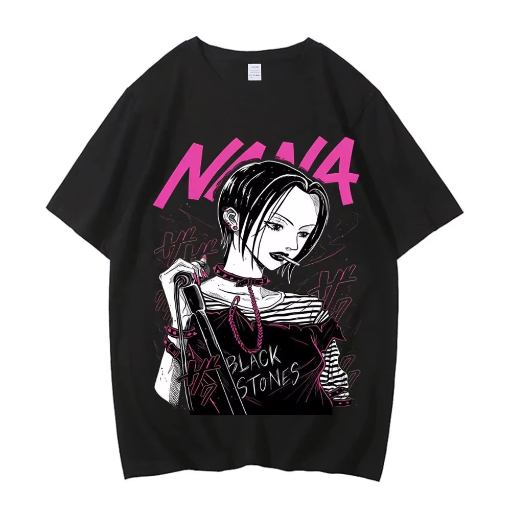 NANA Anime Graphic T-shirt Vintage Washed Anime Merch Harajuku Unisex Oversized Crew Neck Cotton Short Sleeve Tee Tops Hot Sale