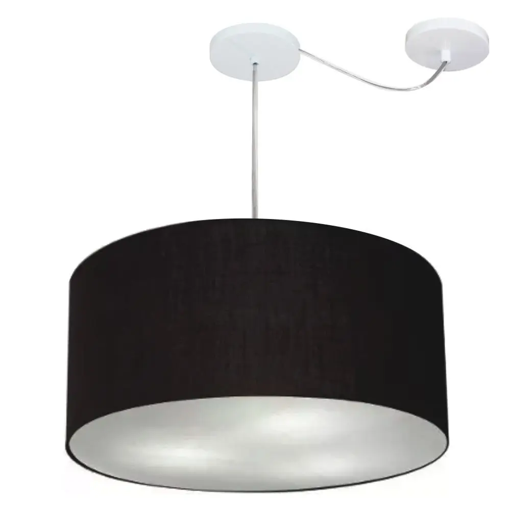 55x25cm Black-Bivolt Cilindric Pendant with Deviation Md-4263 Dome Fabric Chandelier