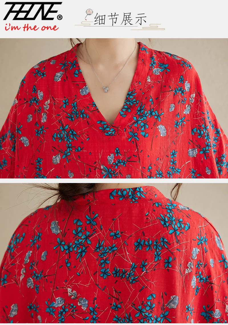 Women Dresses Plus Size Maxi Long Bohemian Para Mujer Summer Elegant Boho V-Neck Floral Print Vintage Dresses Vestidos Femenino