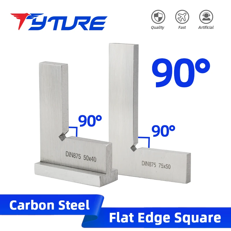 TYTURE 90 Degree Flat Edge Square Ruler Carpentry Square Woodworking Tools Metal Angle Measuring Tool Multi Try Square Gauge Set