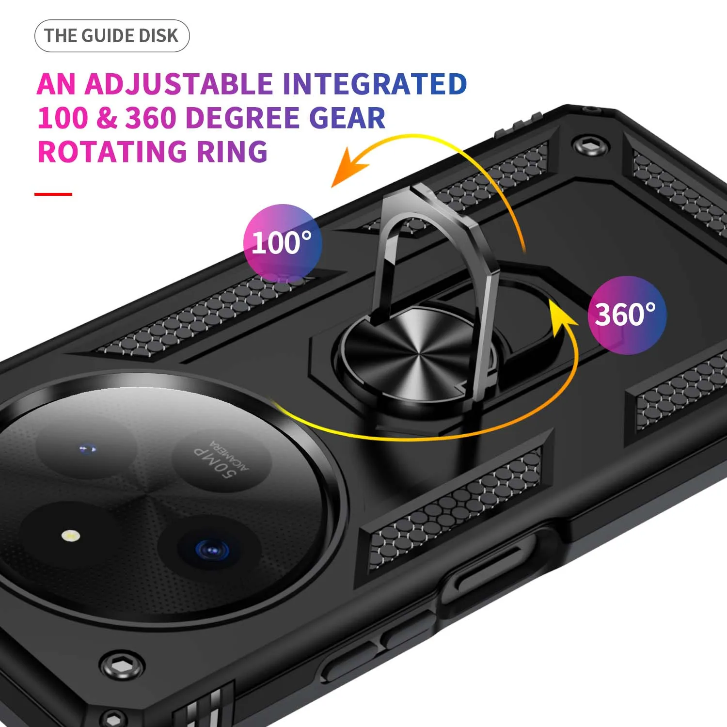 For Redmi 14C 4G Shockproof Folding Armor Case For Redmi A3 Stand Holder Ring Cover image 5