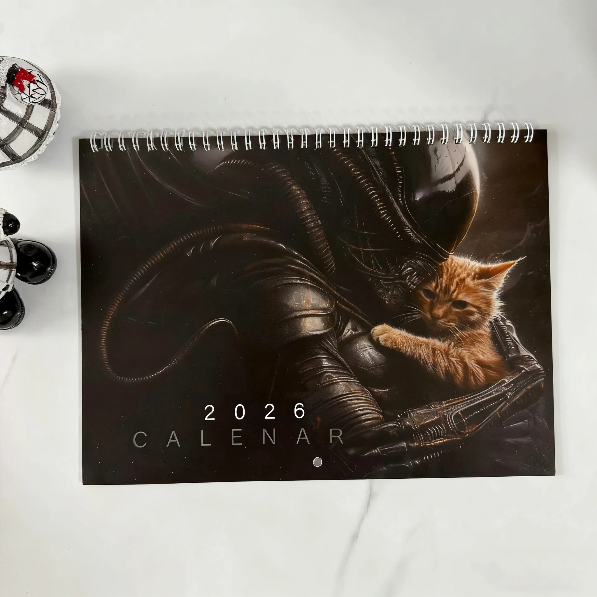 2026 Alien and Cat Calendar Unique Sci - Fi Art with Cute Cat, Perfect for Sci - Fi Fans & Cat Lovers Cool Wall Decor