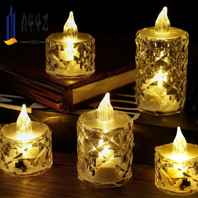 

A44Z-24 Pcs Led Tealight Candles Battery Operated Smokeless Candle Lamp For Valentines Weddings Dining Tables