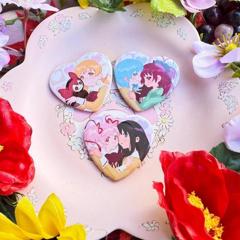 Madoka Pin Set, Anime Magical Girl Metal Round Badge Brooch, Cosplay Costume Accessory Jacket Decor, Anime Fans Collection Gift