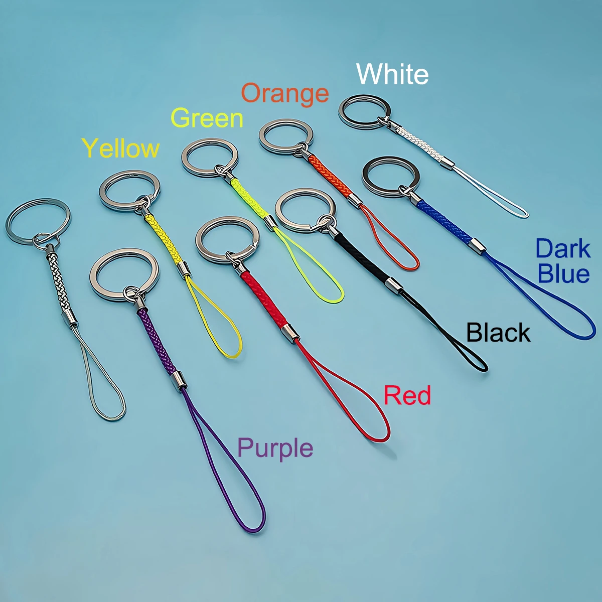 10-20 Stück Schlüsselanhänger-Seil mit 25mm Schlüsselring, Lanyard-Kordel, Nylon-Geflechtband, Schlüsselring für DIY-Schlüsselanhänger, Anhänger, Bastelarbeiten, Schmuckherstellung – Detail 5