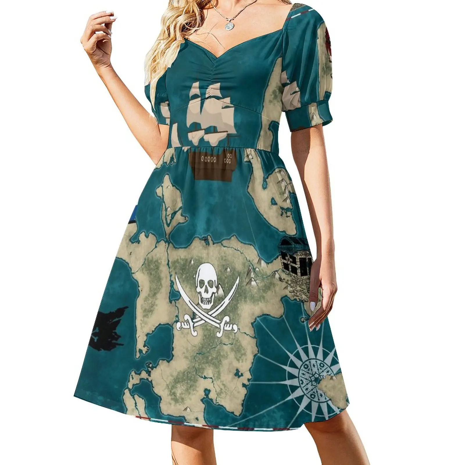 

Treasure Pirate Map Sleeveless Dress loose summer dress Woman fashion dress for women