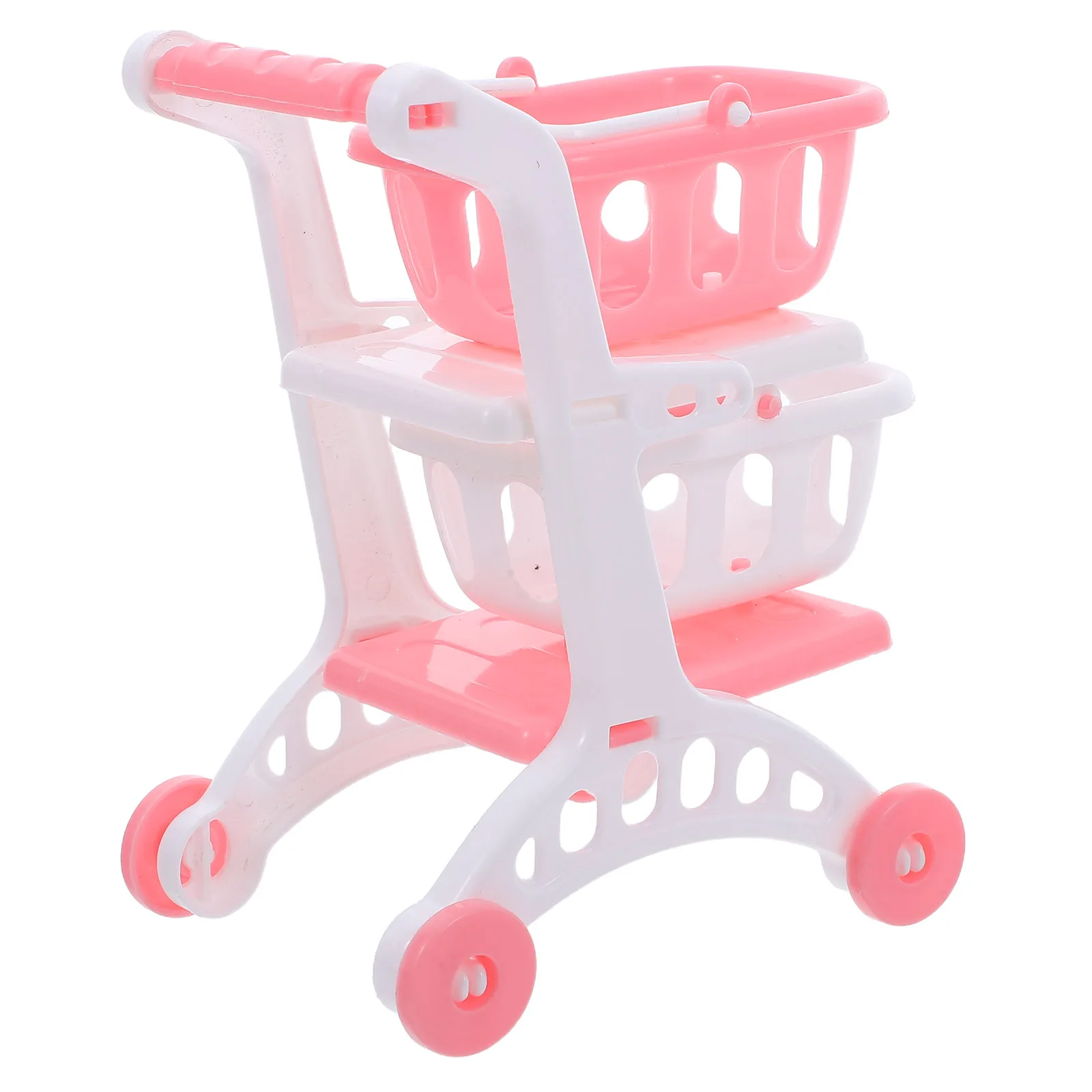 

8 Pcs Children's Simulation Shopping Cart Grocery Wagon Miniature with Wheels Play Store Items Plastic Supermarket Trolley Toy