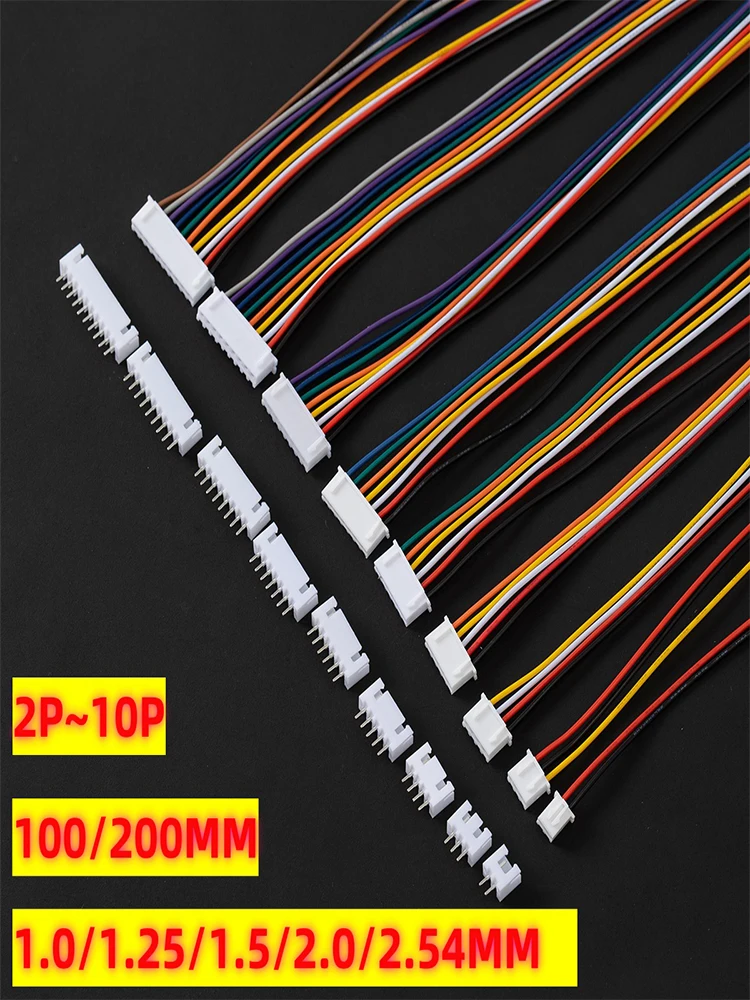 5Sets JST XH2.54 XH ZH PH 1.0 1.25mm 1.5mm 2.0mm 2.54mm Wire cable Connector 2 3 4 5 6 7 8 9 10PIN male and female plug Socket