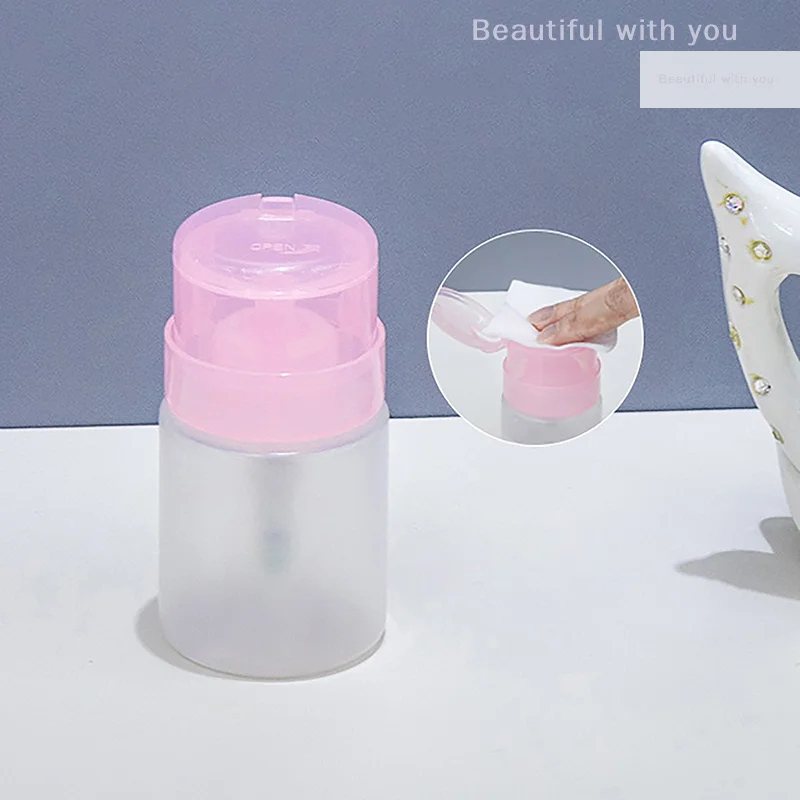 

60ML Empty Press Pump Dispenser Plastic Lockable Leak-proof Nails Polish Remover Pressed Bottle Makeup Tools Liquid Storage