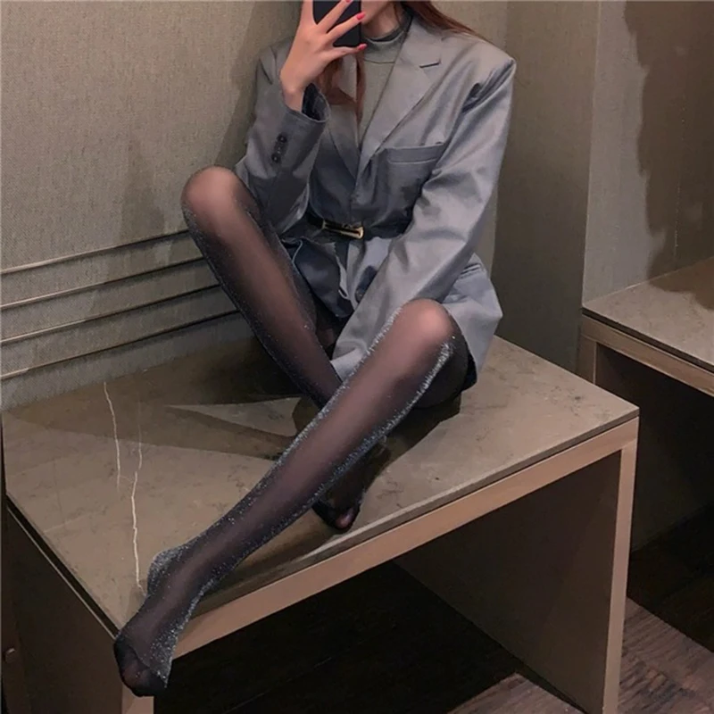 Shiny Silk Pantyhose Transparent Tights Charming Women's Underwear Glitter Bright Hosiery Ladies Slim Thigh High Panty Stockings