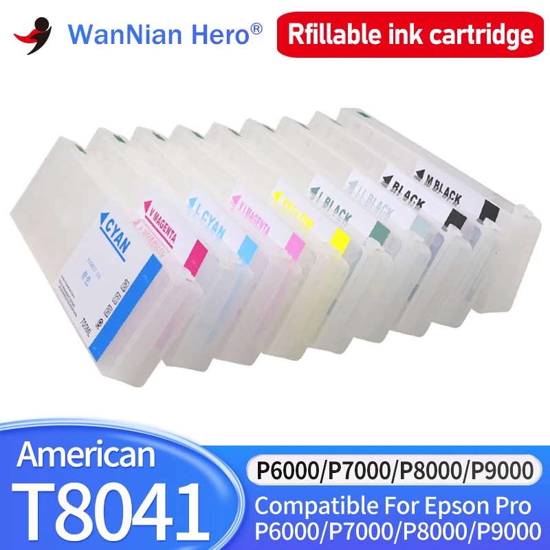 America Empty Refill Ink Cartridge With Chip 700ML Compatible For EPSON P6000 P7000 P8000 P9000 Printer T8041 T8049 T804A T804B