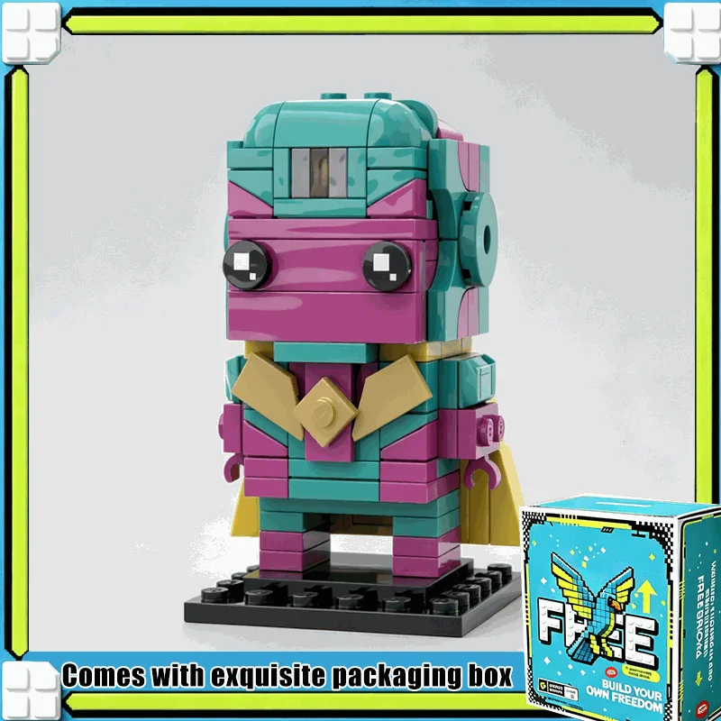161PCS Colorful Android Hero Big Head Figure Model Custom Building Blocks Creative Blockhead Assembly Toy Display Gift