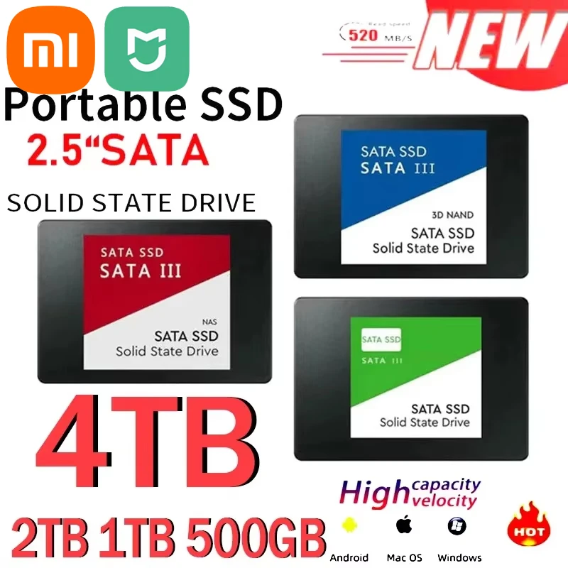 Xiaomi Mijia Fast SATA SSD 2.5Inch High Speed SSD 4TB 500GB HD 1TB Internal SSD 2TB Solid State Drive For Laptop SSD Notebook