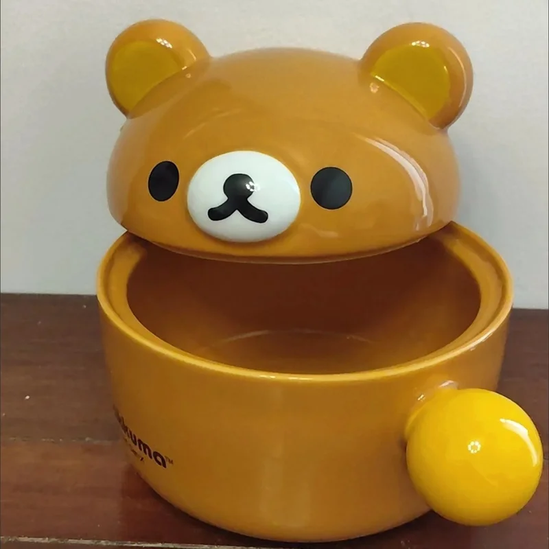 New Anime Peripheral Rilakkuma Ceramic Bowl 1100mml Home Large Capacity Instant Noodle Bowl Kawaii Soup Bowl Birthday Gifts