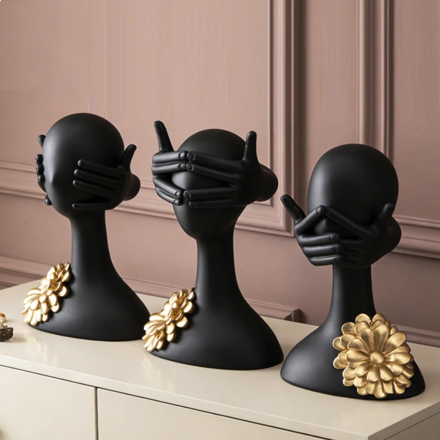 Resin Abstract Mask Statues European Miniature Figurines for Interior Home Office Study Desktop Figure Ornament Decor Gift