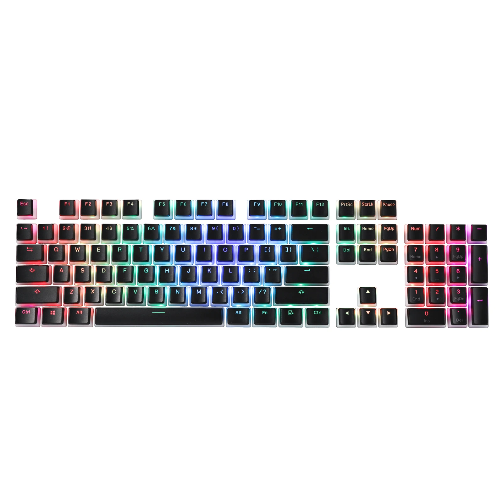 Redragon A130 Black Pudding Keycaps, 104 Keys Standard Doubleshot PBT Translucent Layer for Mechanical Keyboard Keycap Set