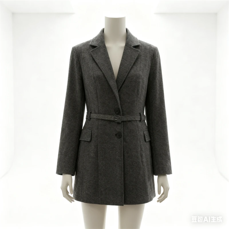 Blazer chic da donna grigio con cintura: giacca palangari su misura con tasche per un look sofisticato