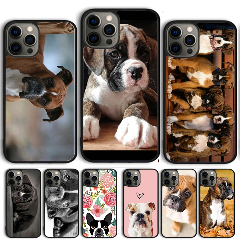 Cute Boxer Dog Puppy TPU Phone Case Cover For iPhone 15 16 14 13 12 Pro Max mini 11 Pro Max XS X XR Plus Coque Shell