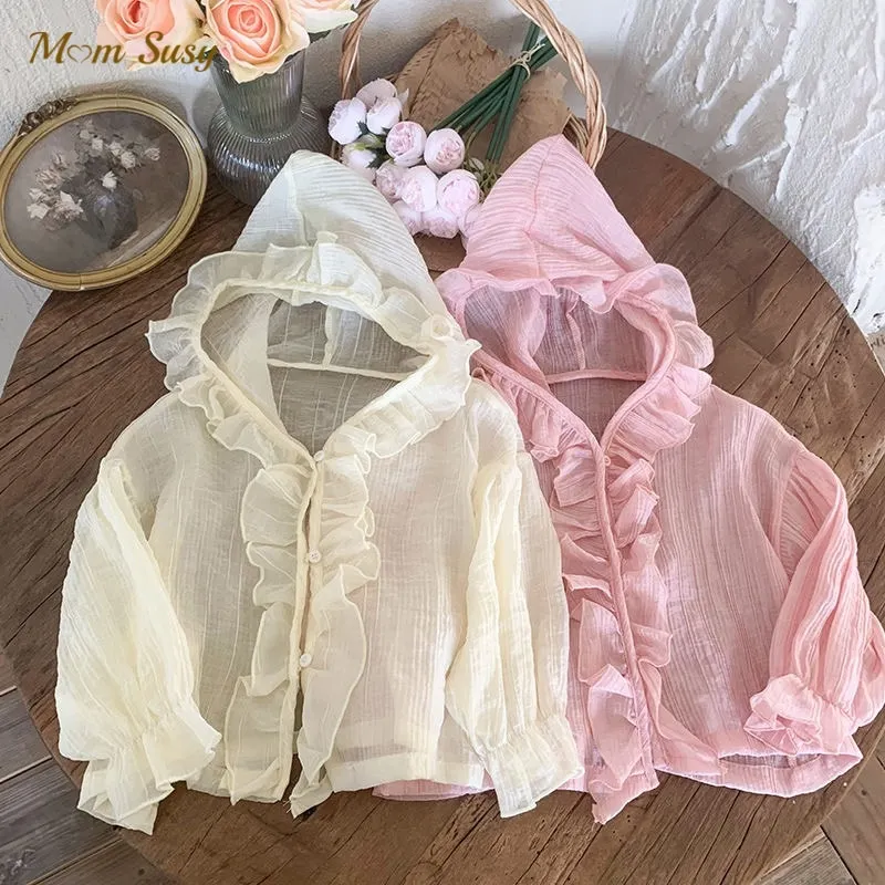 

Fashion Girl Princess Hooded Coat Ruffle Infant Toddler Child Summer Jacket Breathable Sun Protection Outwear Baby Clothes 1-8Y