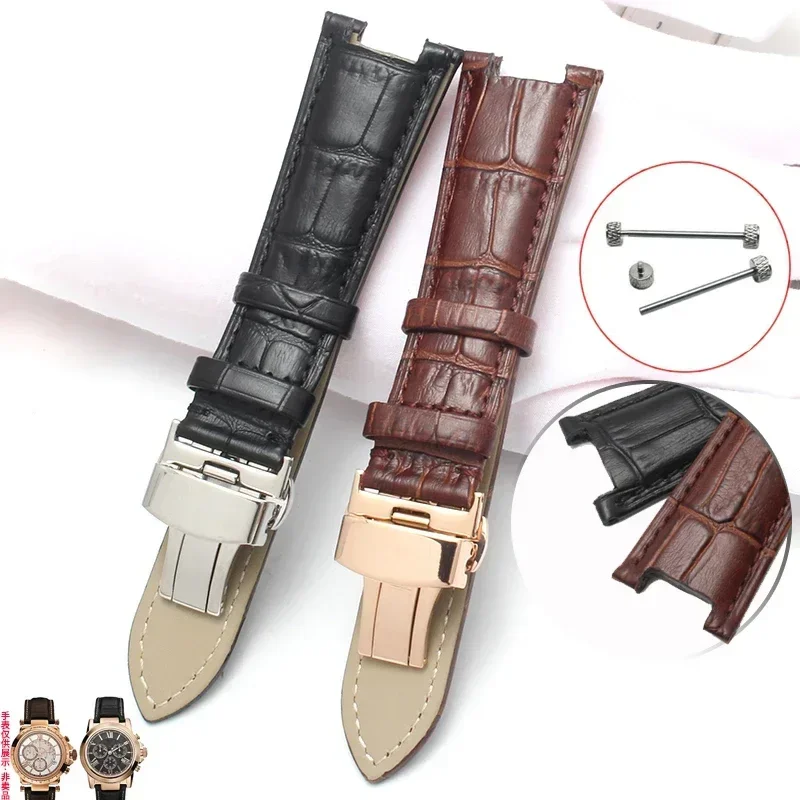 For Gucci Guess Men Concave Interface Leather Watch Strap Ya133309 Double Press Buckle 20 22mm Bamboo Knot Pattern Watchband