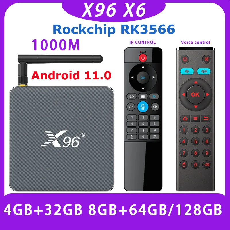 X96 X6 Rockchip RK3566 Smart TV Box Android 11 4G 32G 8G 64G/128G 2.4G&5G Dual Wifi 4K 8K 1000M BT4.2 Media Player Set Top Box