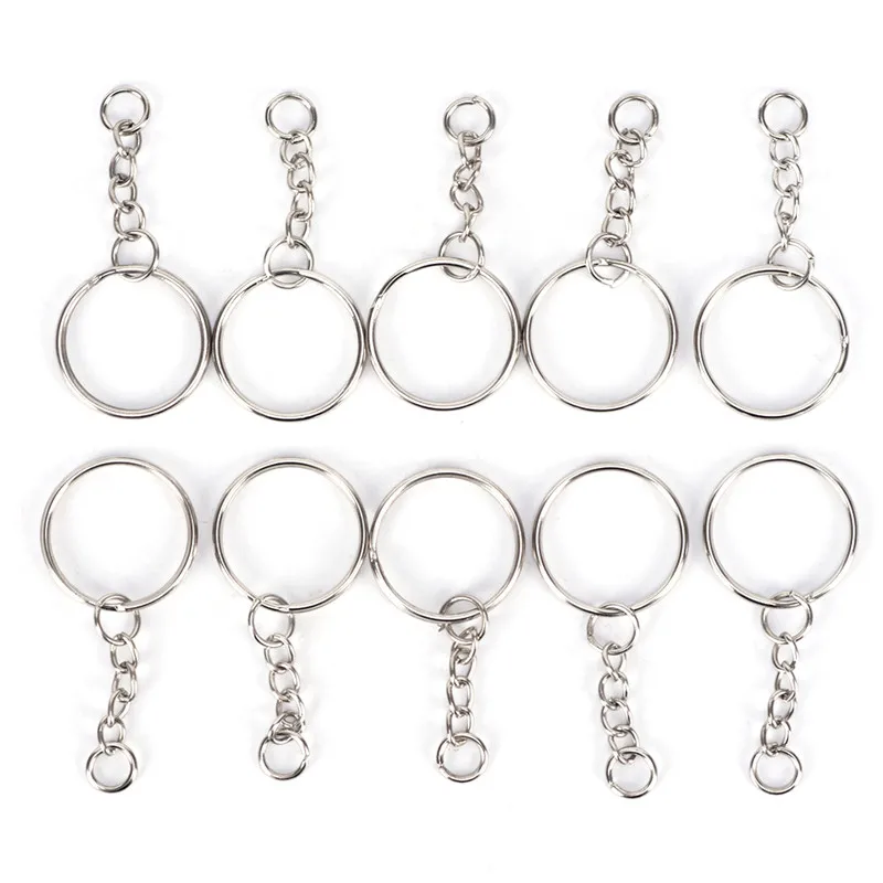 50pcs Metal DIY Jewelry making Split Keychain Ring Parts Key Chains With 25mm Open Jump Ring