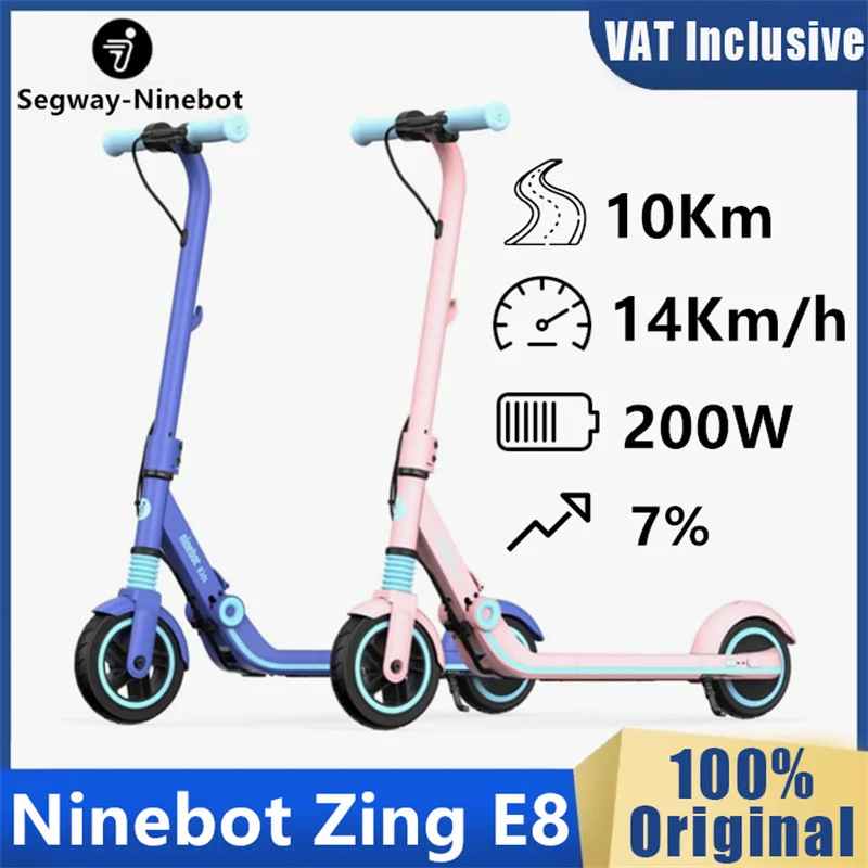 EU Stock Ninebot by Segway ZING E8 Elecrtic Scooters for Children 14km/h Speed Foldable Kid Lightweight KickScooteR