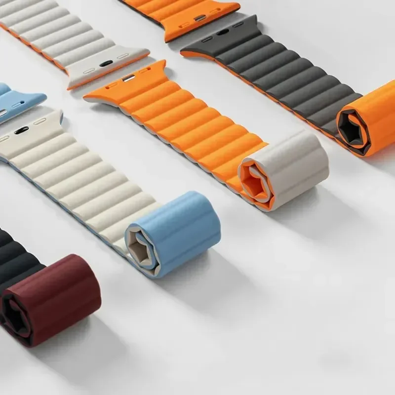 Sports Silicone Magnetic Strap for Apple Watch Ultra 3 2 1 49mm 11 10 46mm 42mm IWatch 9 8 7 6 5 4 SE3 45mm 44mm 41mm 40mm Band