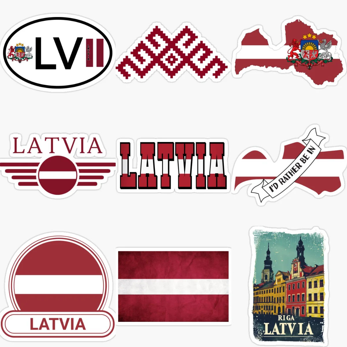 

Latvia Flag Map National Emblem Creative PVC Sticker for Decorate Car Van Helmet Motorcycle Window Fridge Wall Decal Accessorie