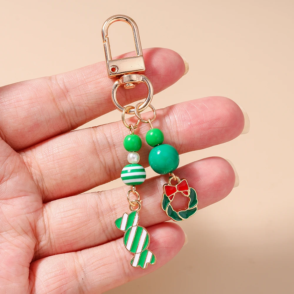 Aihua Niedlicher Y2K Weihnachts-Schlüsselanhänger mit Perlen, Weihnachtsbaum, Schneemann und Weihnachtsmann für Damen und Herren, Neujahrs-Schmuckgeschenke – Detail 20