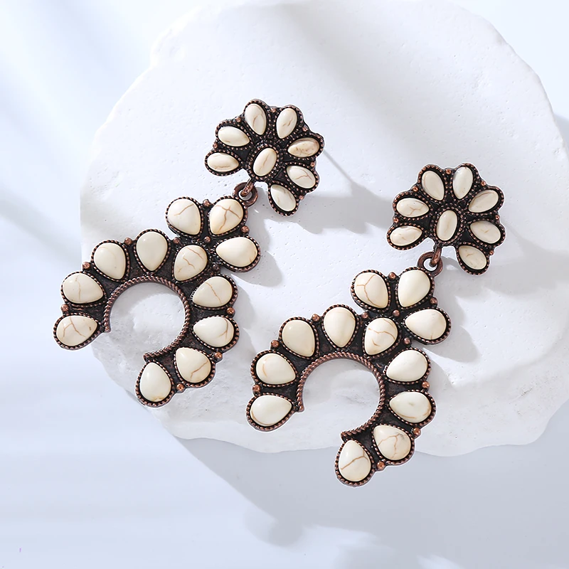 European and American New Creative Earrings Set with Turquoise Party Earrings Versatile and Elegant Ancient Style Earrings