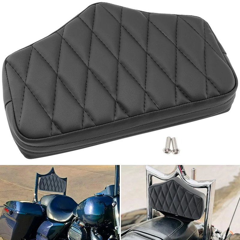 

Black Motorcycle Rear Passenger Backrest Sissy Bar Cushion Pad For Harley Touring Street Glide Road Glide Road King 2009-Later