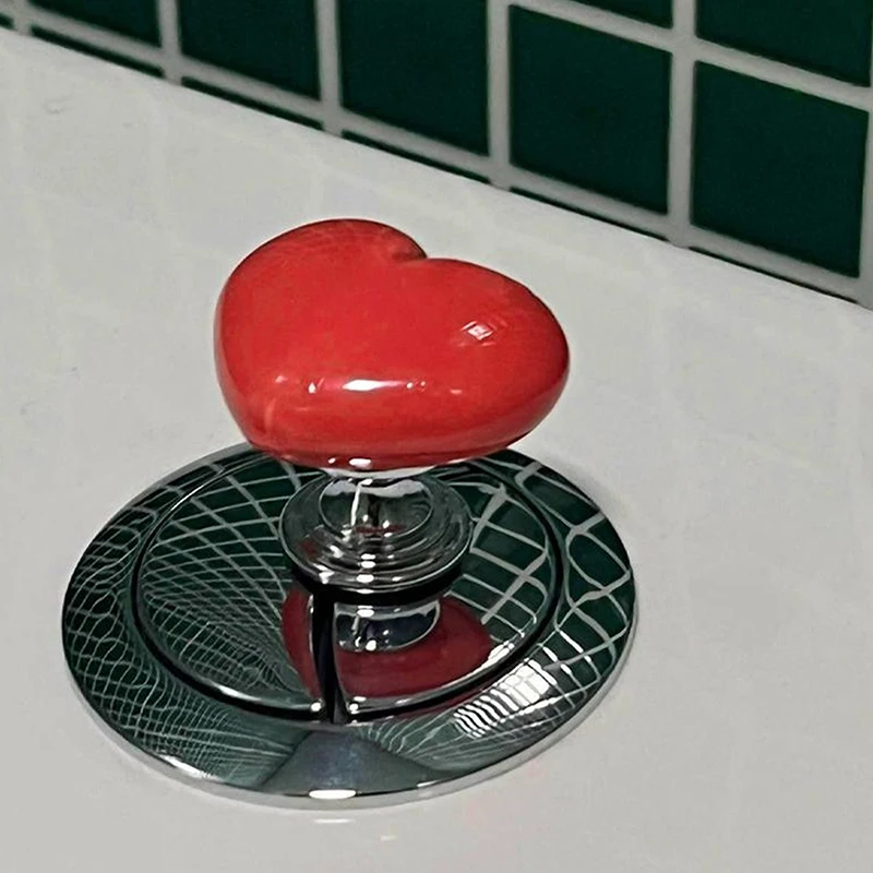 Toilet Press Button Heart Shaped Press Tank Push Switch Manicure Salon Tool Bathing Room Decor Water Press Flush Button