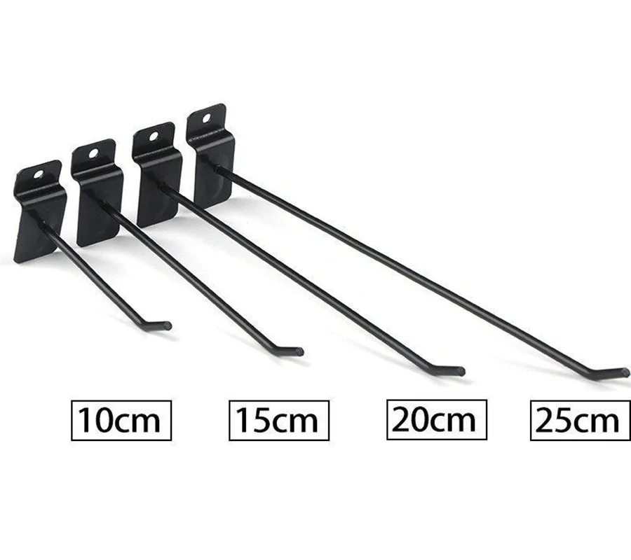 12Pcs Chrome Black White Slatwall Hooks Retail Display Storage