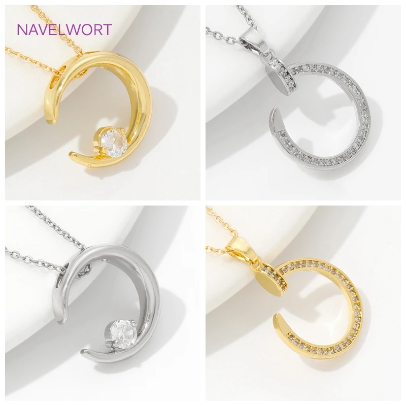 Shiny Pendants Necklaces 18K Gold Plated Moon/Double C Jewelry Necklaces High Quality Women Gift Necklaces Jewelry Wholesale