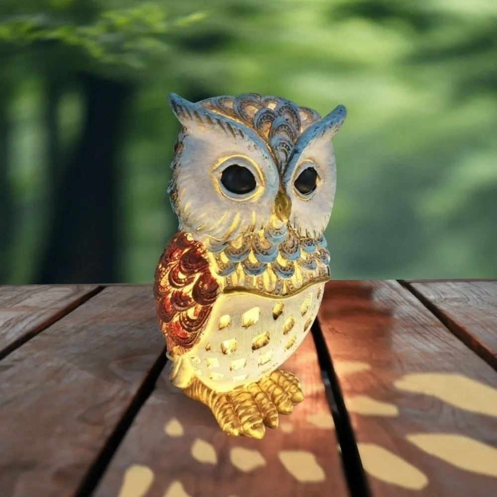Animal Owl Resin Light Solar Powered Hollow Out Outdoor Projection Lamp Durable Automatic Light Sensor Garden Decoration Lights