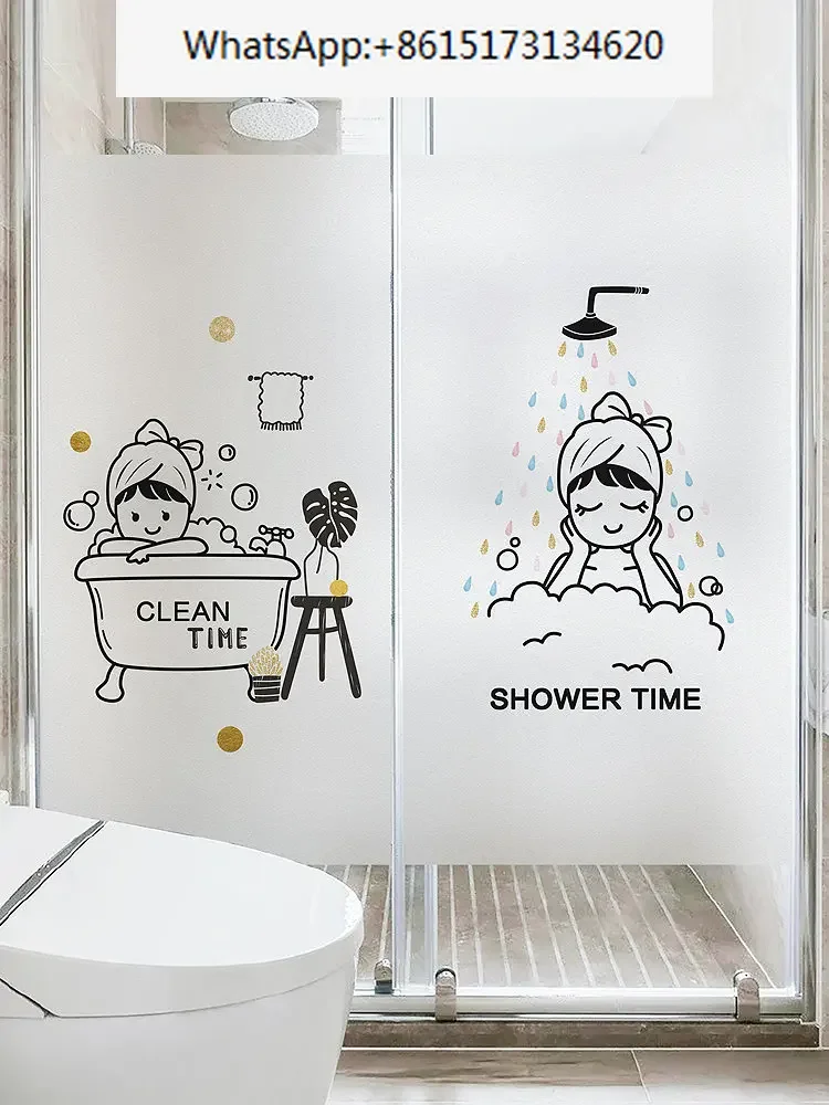 Anti-glare Bathroom Glass Decorative Films Transparent Opaque Bathroom Door Shower Room Toilet Anti-peep Window Film Stickers