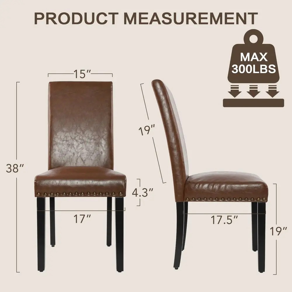

Dining Chairs Set of 6, Modern Dining Room Chair,holstered Pu Leather Kitchen Chair with Vintage Copper Nail for Restaurant a