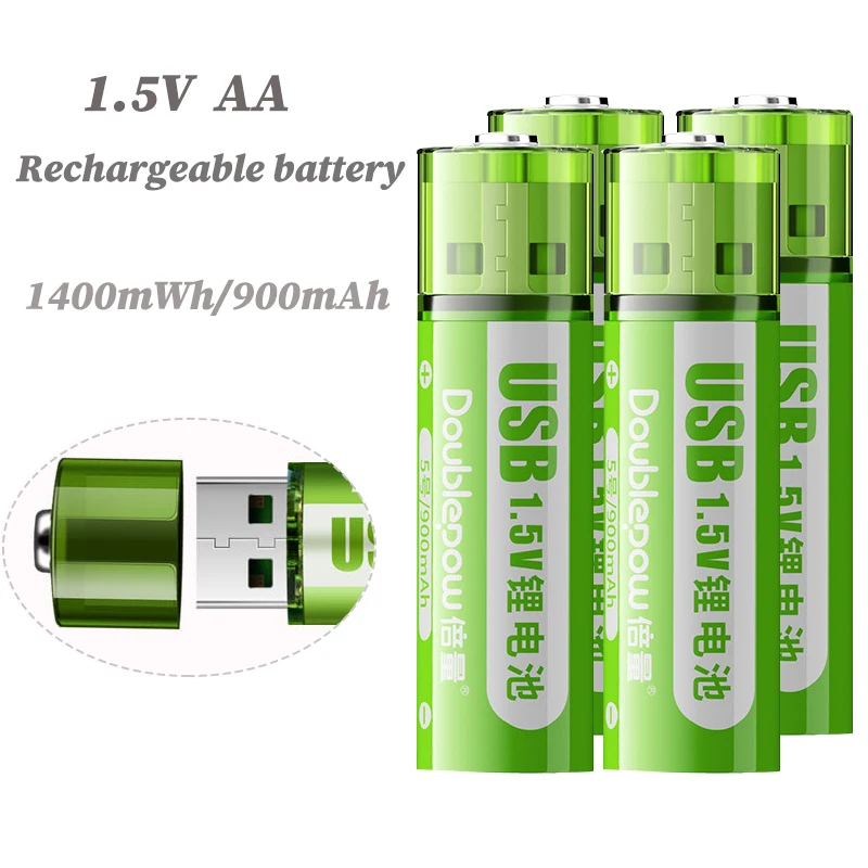 

Rechargeable 1.5V AA USB battery 1400mWh/900mAh Toy car electric toothbrush massage device electric toothbrush li-ion batteries