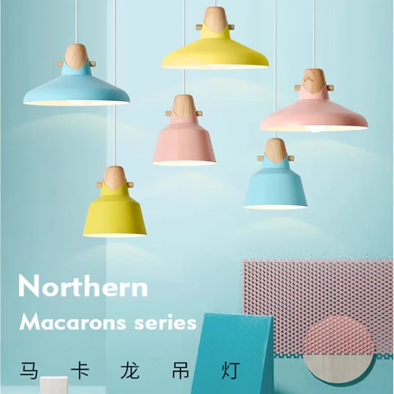 

Nordic creative colorful macaron iron lamp holder chandelier Pendant Light for coffee shop bar restaurant