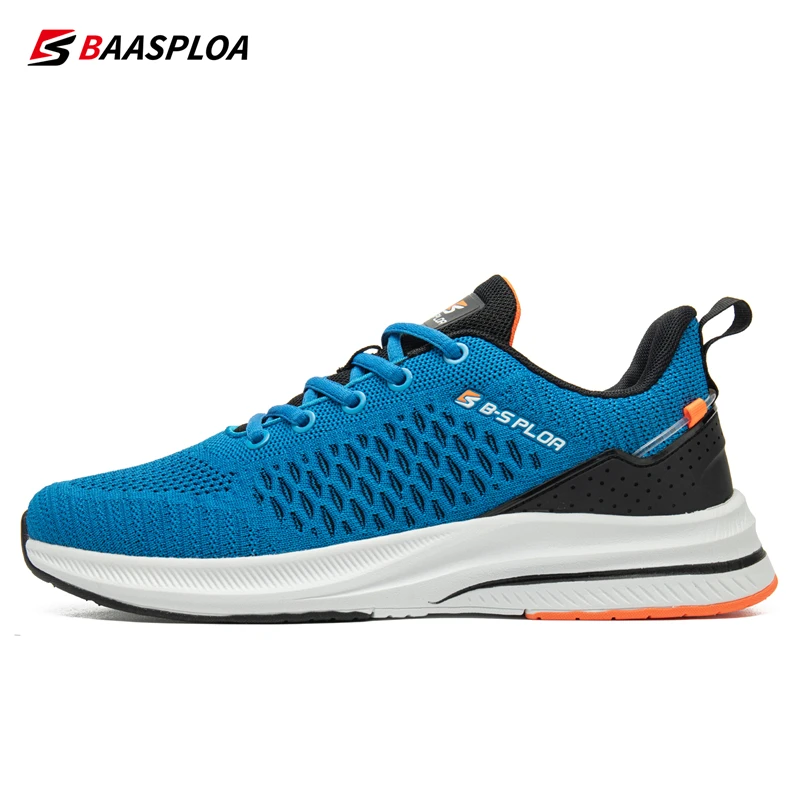 Baasploa Men\'s Running Shoes New Fashion Lightweight Mesh Breathable Walking Shoes Male Outdoor Casual Lace-Up Sports Shoes