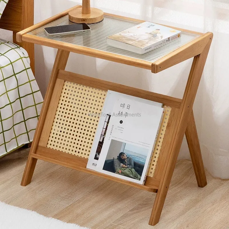 Z Shaped Side Table Creative Tea Coffee Table With Rack For Household Sofa Corner Living Room Bedroom