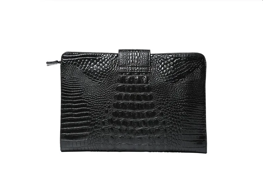 Pochette en cuir PU crocodile pour hommes, sac à moraillon à fermeture éclair, sacs à main d'affaires, mode de luxe, designer